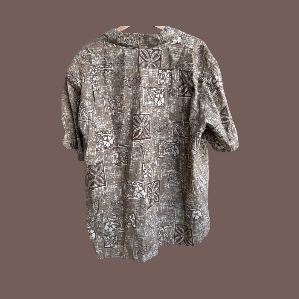 Go Barefoot Hawaiian Shirt | Brown Tropical Print | Size XL | Vintage - Picture 3 of 4